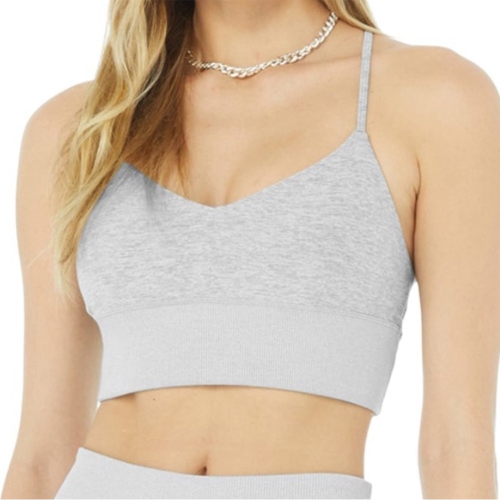 alo Yoga Soft Lavish Bra Zinc Heather Gray - Picture 13 of 14